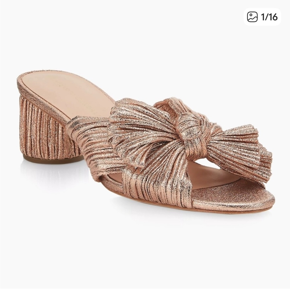 Loeffler Randall Emilia rose Gold Pleated Bow Heel